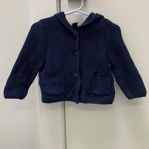 Baby Gap navy blue hooded sweater - size 6-12 months
